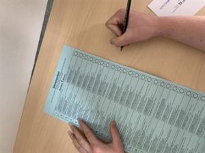 So sah der Stimmzettel aus: es gab echt viele Parteien.